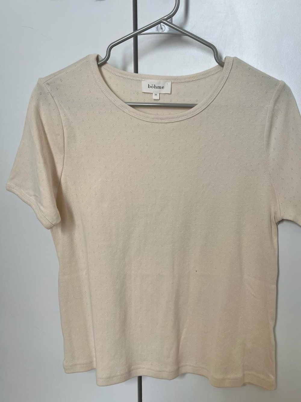 bōhme Cream Short Sleeve Textured Knit Tee